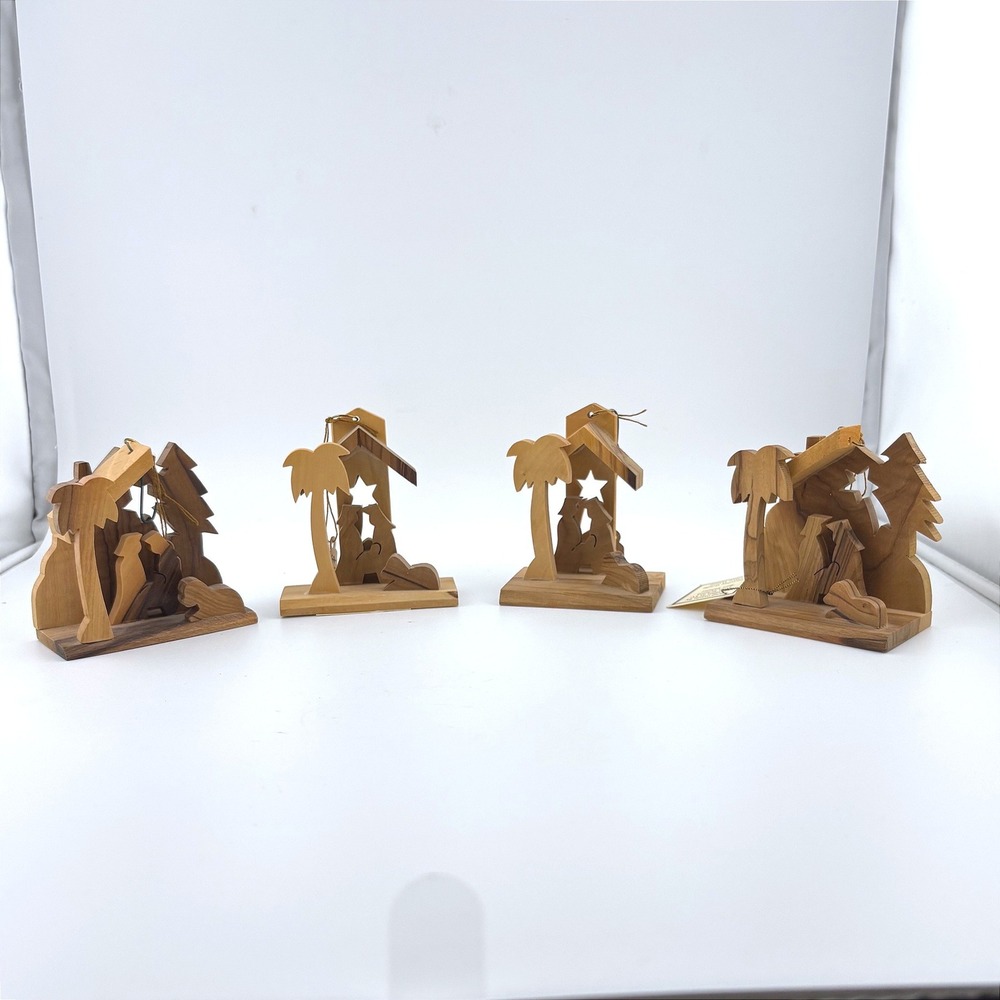 Handmade Olive Wood Nativity Scene Set of 4 Bethlehem Holy Land‎ Beit Sahour
